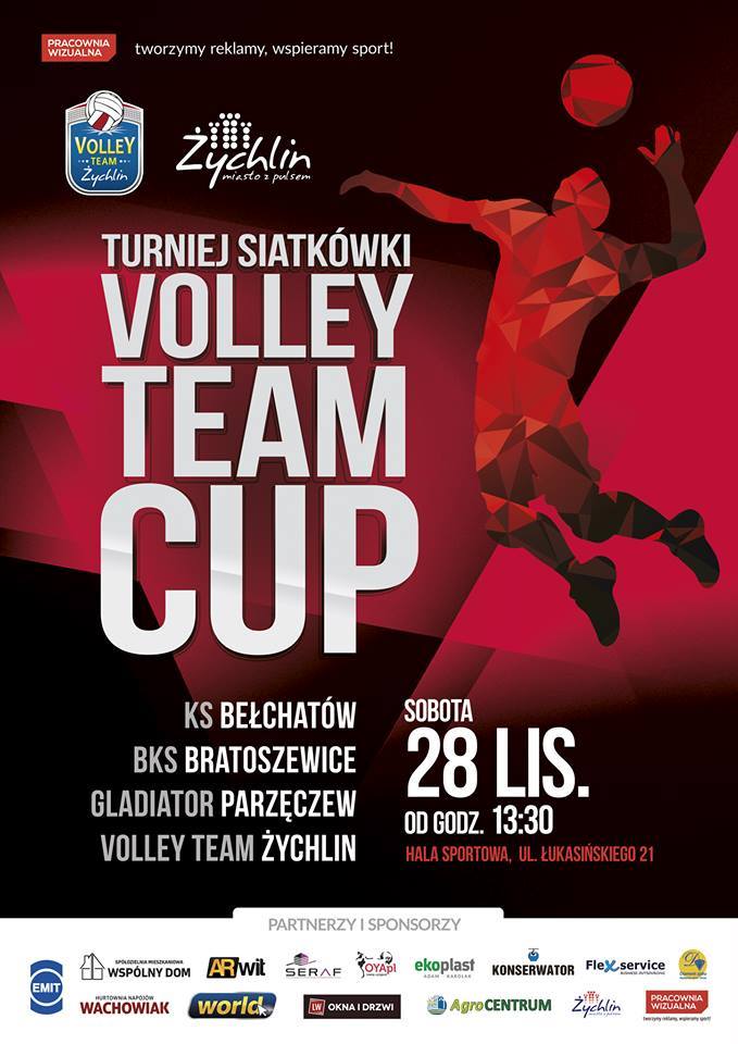 Plakat. Turniej Siatkówki Volley Team Cup. 28.11.2015.
